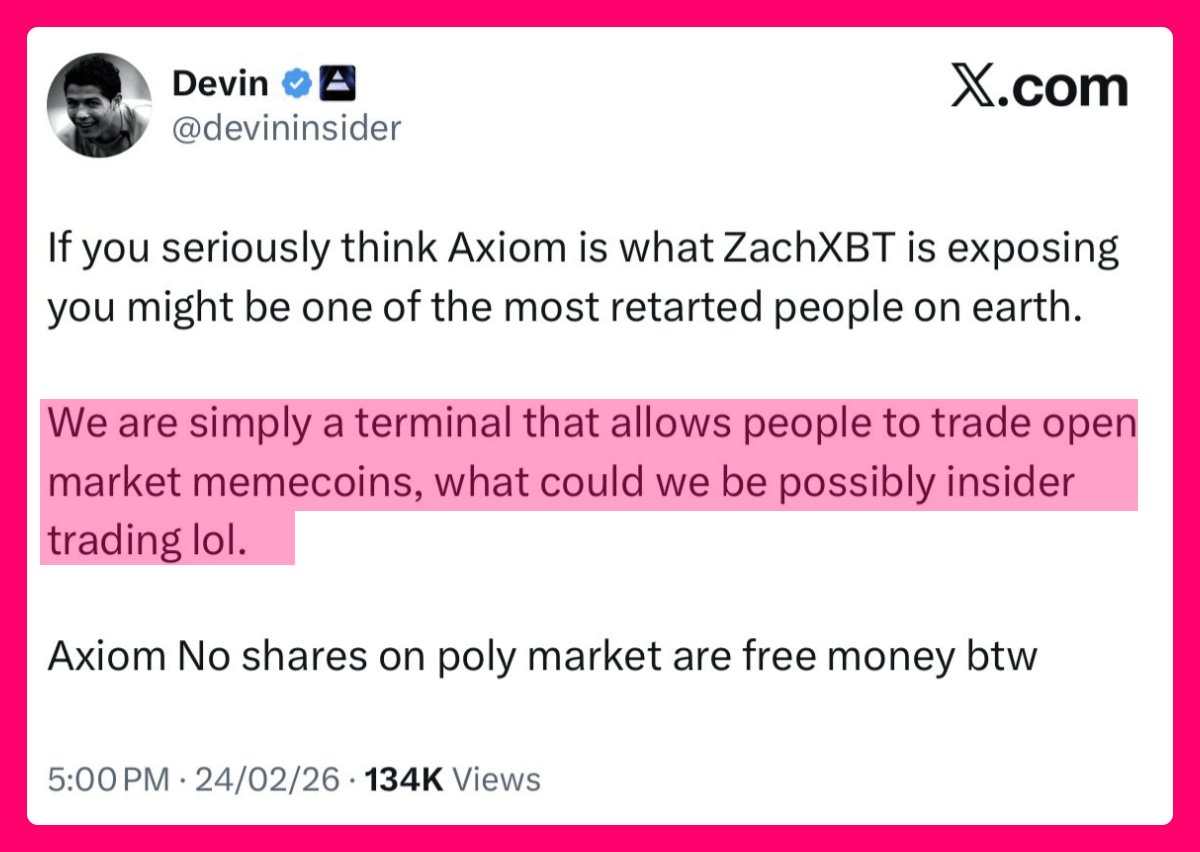 "we are simply a terminal that allows people to trade open markets memecoins, what could we possibly be insider trading lol"

he has "insider" in his handle 😭