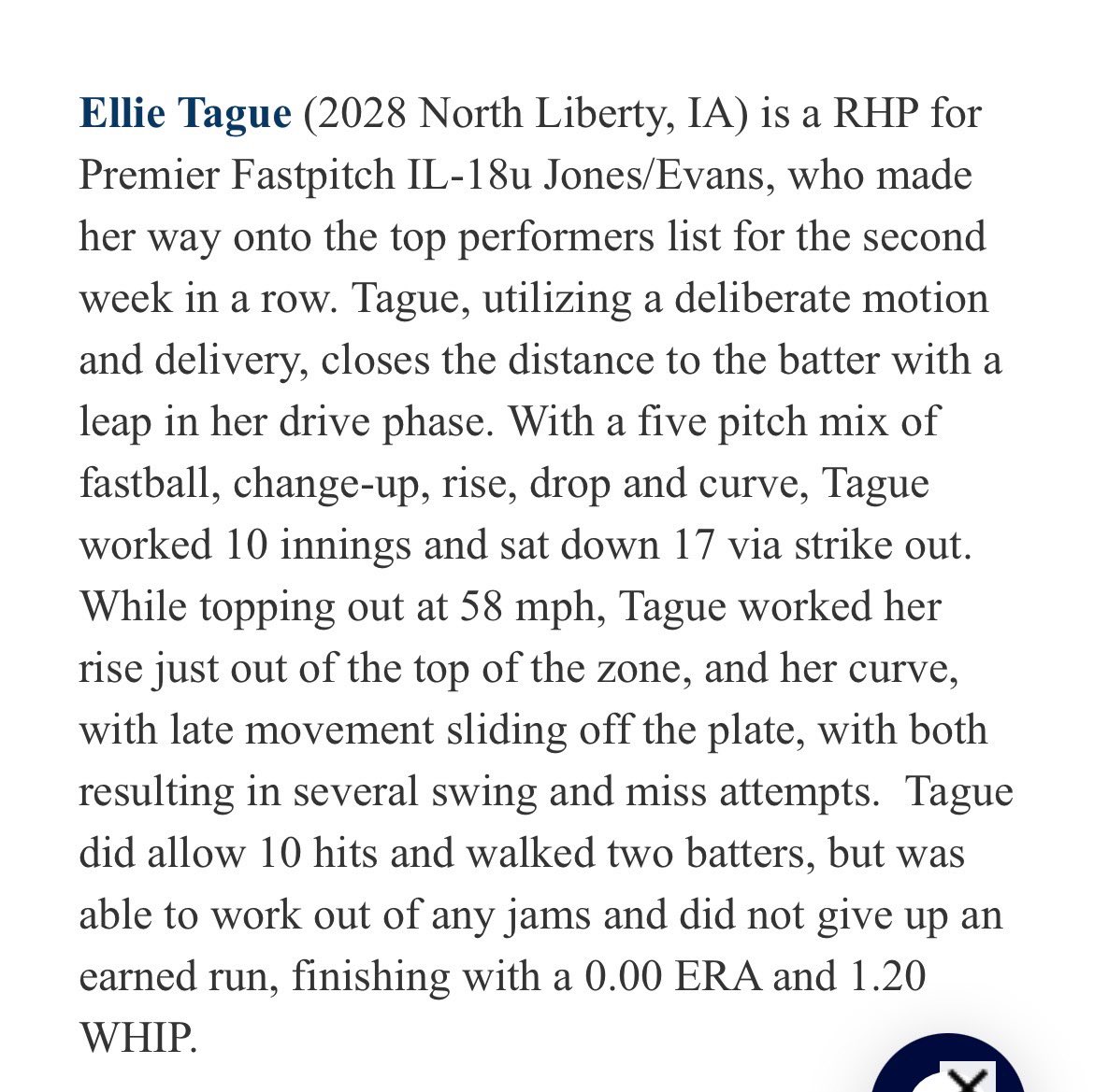 EllieTague2028's tweet photo. Appreciate the kind words @DaveDurbala_PG!  Grateful to get a few more reps with @PFP_Jones last weekend at the @PG_Softball February Frenzy. Building towards highschool season. https://t.co/xSB3CW23AO