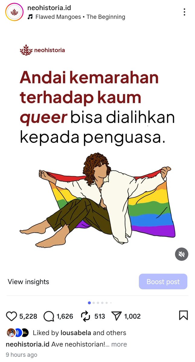 Postingannya sudah dikembalikan oleh Instagram. Akun neohistoria tidak jadi ditangguhkan. Terima kasih untuk dukungan kawan-kawan.