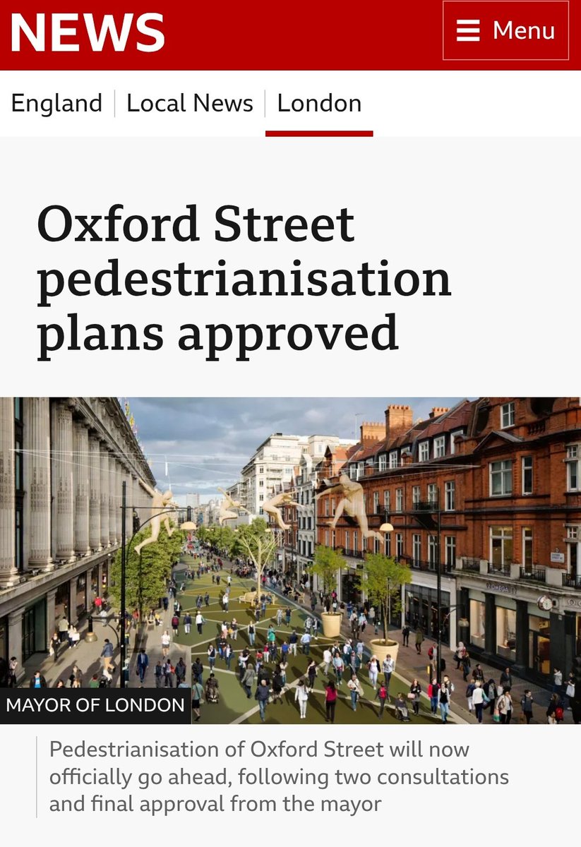 SadiqKhan's tweet photo. NEW: Our vision to transform Oxford Street into a world-class, fully accessible pedestrian avenue is moving forward.

We’re transforming it into a global destination for shopping, leisure and outdoor events - attracting visitors and creating jobs. https://t.co/MhqjRHusui https://t.co/3FvbLqln28