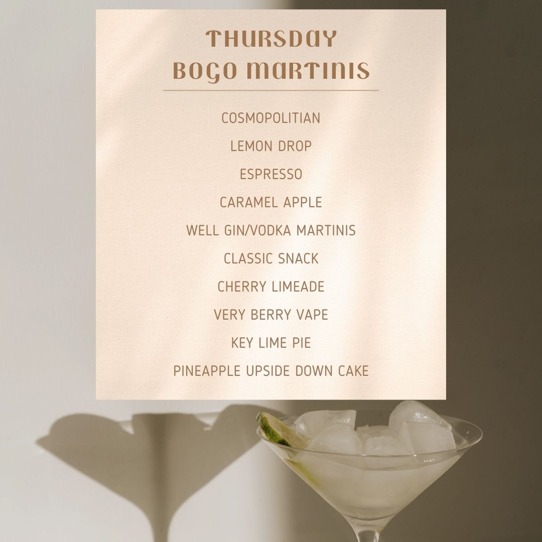 TonysCF's tweet photo. BOGO FREE MARTINIS 

$5 ALL CRAFT PINTS AND TULIPS

SEE YOU SOON! https://t.co/ccFmm2YToS