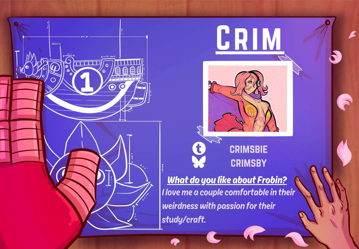 ☀️🦁 Straight from the Sunny's Workshop!

Crim loves a couple comfortable in their weirdness with a passion for their study/craft, and guess what describes FroBin to a tee? 

🌸 Look forward to their work on this SUPER FroBin zine! ⭐

#onepiece #fanzine #frobin