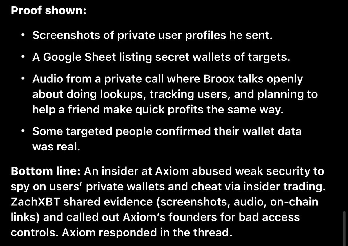 wfwrayan's tweet image. Breakdown of Zach’s investigation about insider trading at Axiom regarding one of their employees. 

This definitely affects the credibility of Axiom at large, what do you think?
