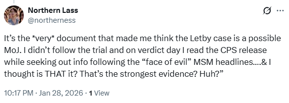 m1chaelbarnes's tweet photo. @dc_ethan1 @mcfcgc @adjosm146297 @drpaulclarke @DrSusanOliver1 @DebRoberts22249 @Courtwatch_Olly @GarrickKingston @cjsnowdon @lizhull @berrysurviving @KenZeroHarm @northerness One of these two posts of hers is a lie; but which one? She didn't follow the case at the time - or she did 'in real time'? #LucyLetby #innocencefraud #NorthernLass https://t.co/bq3fZizEx4