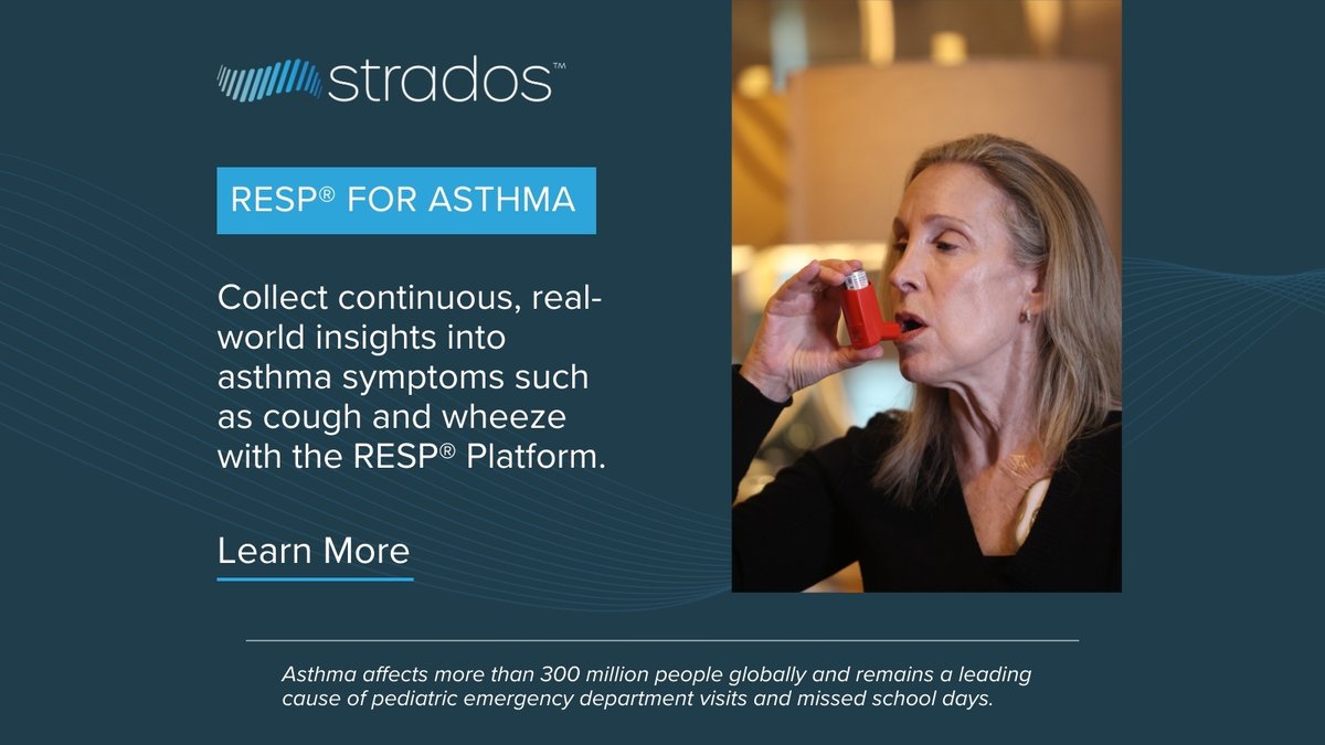 StradosLabs's tweet photo. As seasonal triggers increase, understanding #asthma symptoms outside the clinic becomes more important. The RESP® Biosensor supports #remotemonitoring with real-world insights into cough, wheeze, and breathing—complementing traditional assessments: https://t.co/K3PByHsNt8 https://t.co/6jfdb1fJyk