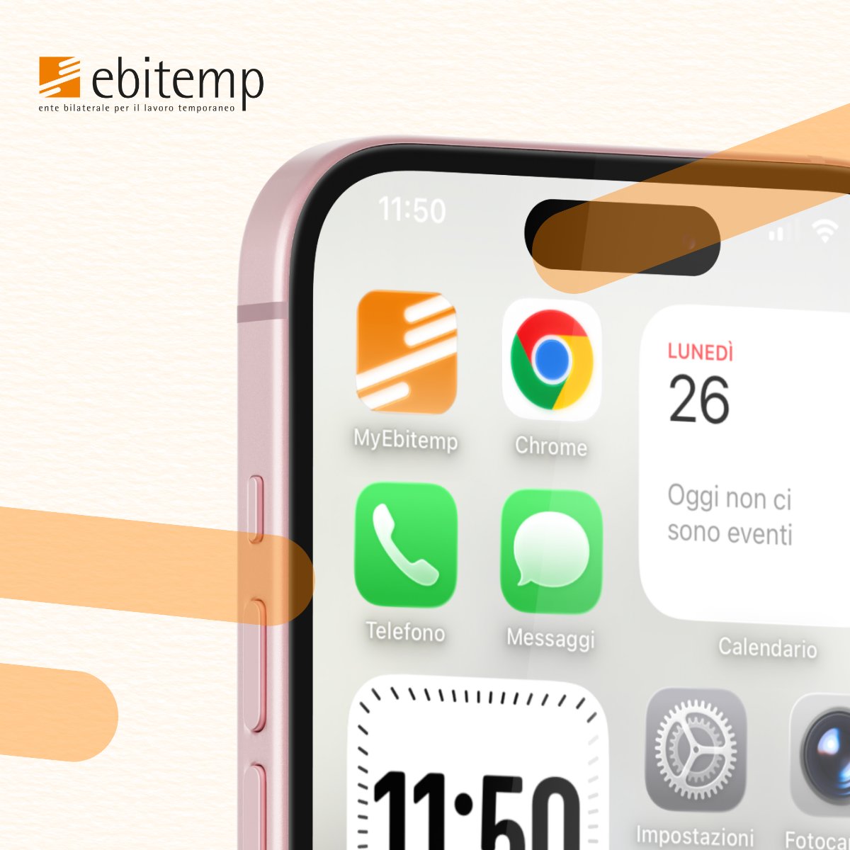 Il sistema di tutele Ebitemp è a portata di telefono 📱
Un’unica app per accedere ai servizi, gestire pratiche, rimborsi salute, contributi studio e monitorare le tue richieste.

Scaricala su App Store e Google Play.