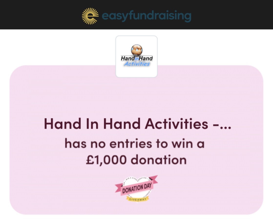 Still time 💙

Every share before midnight boosts our chance to win £1,000.

Online shopping can raise free donations for us — retailers donate, not you.

Let’s give this a final push:
join.easyfundraising.org.uk/handinhandacti…

#SupportLocal #Easyfundraising