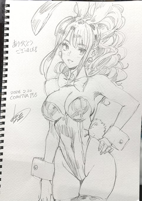 コミティアで描いたスケブ グッズとポスターのバニーガールをリクエストされました!