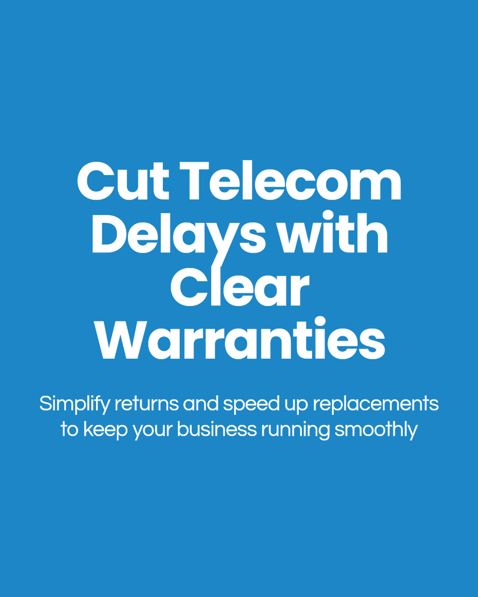 Run_DLJ's tweet photo. Struggling with telecom procurement delays? Clear warranty policies can help. Streamline returns and reduce downtime with transparent terms and advance replacement options. Ready to simplify your process?

Free Consultation Now  https://t.co/wWaKUylC6x https://t.co/toYLR7kFGM