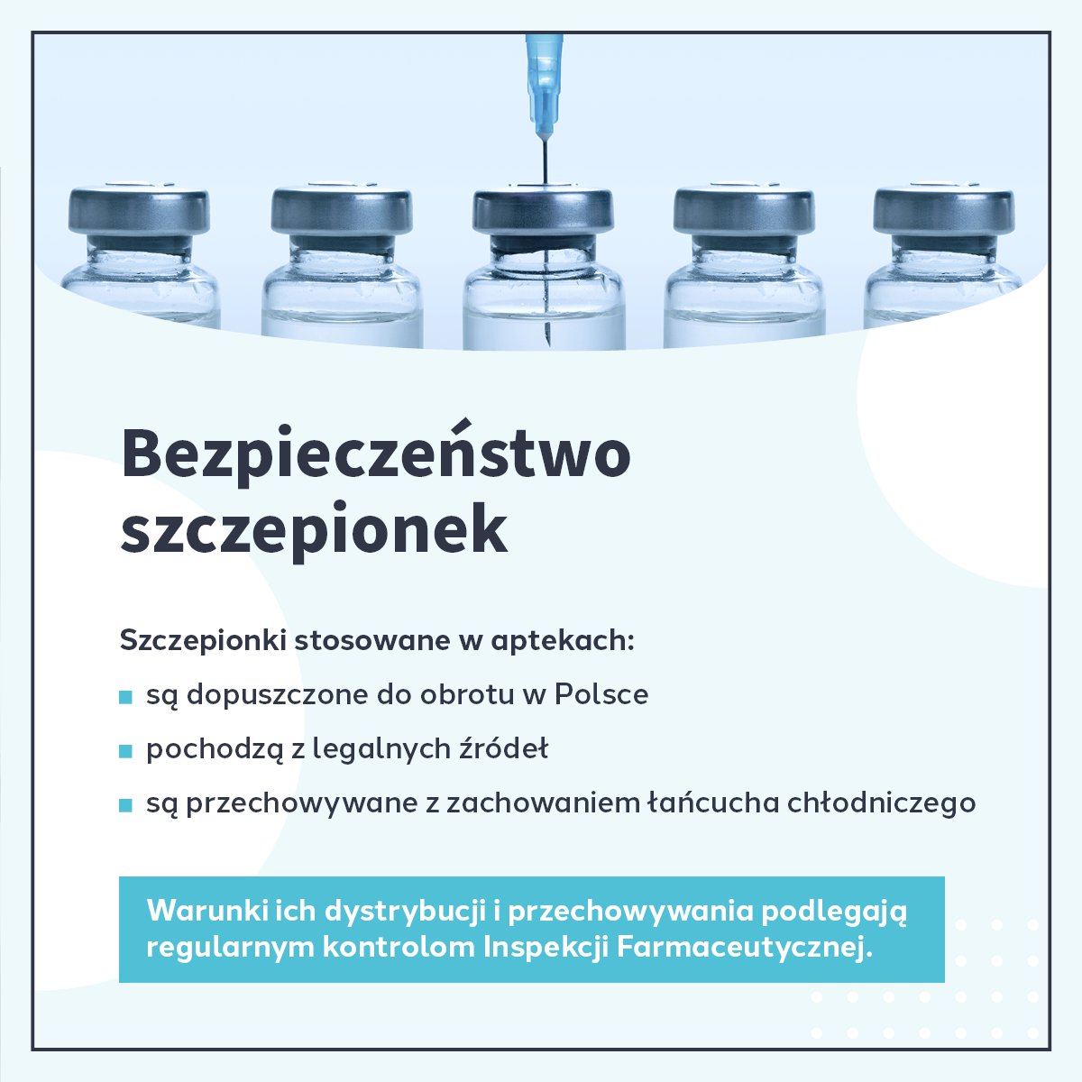 GIS_gov's tweet photo. Szczepienia zalecane wykonywane w aptekach łączy dostępność świadczeń zdrowotnych z wysokimi standardami bezpieczeństwa.

Szczepienia te:
✅są poprzedzone badaniem kwalifikacyjnym
✅wykonywane są przez przeszkolonych farmaceutów
✅podlegają nadzorowi @GIF_GOV_PL i @GIS_gov https://t.co/yEATtruVKA
