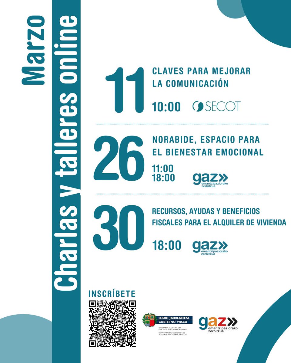 Hauek dira martxoan zehar izango ditugun hitzaldi eta tailerrak! 🔎
✍️Eman izena!
--
¡Estas son las charlas y talleres que tendremos a lo largo del mes de marzo! 🔎
✍️¡Inscríbete!
🔗loom.ly/9_miFis
#gazteaukera #gaz