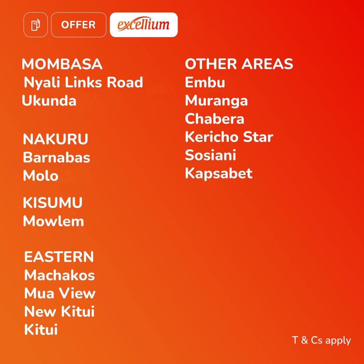 TotalEnergiesKE's tweet image. Start the weekend in style with Excellium🚗

Get Ksh 2 discount on Excellium and go further this weekend!

Swipe left ⬅️ to see list of participating stations!

#Excellium #MoreKms #EngineProtection #TotalEnergies #LoveTheStops