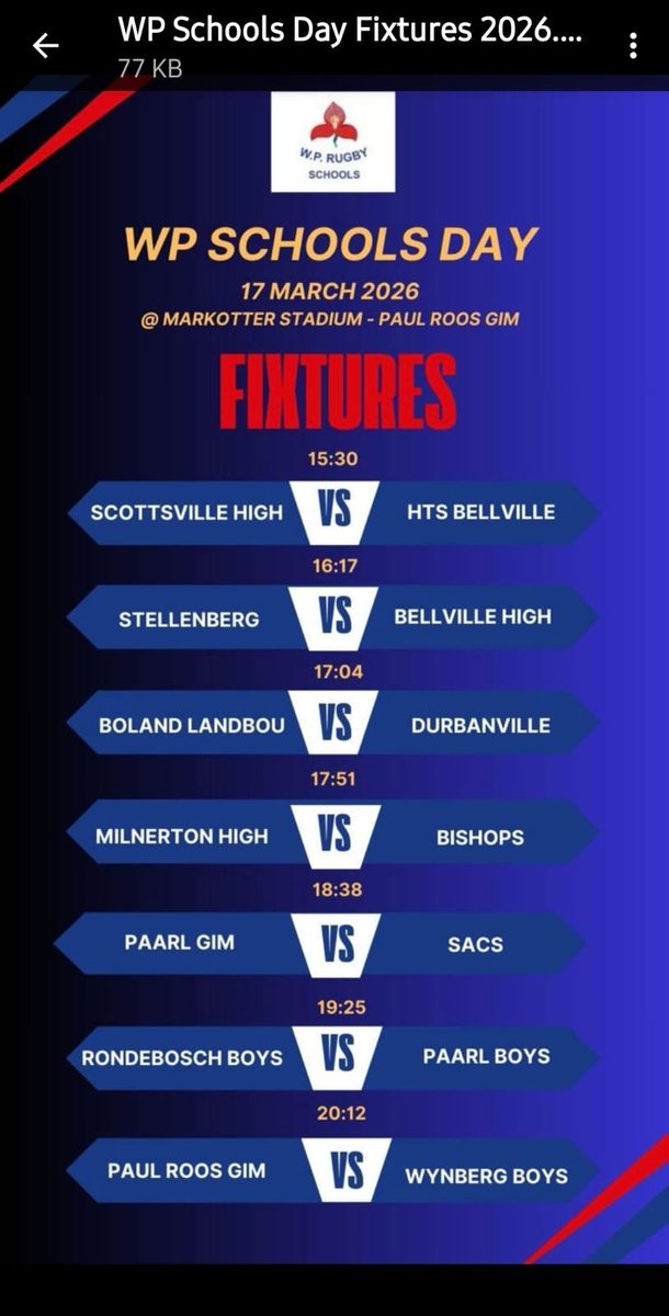 WP Rugby Schools Day 2026

17th March @ Paul Roos