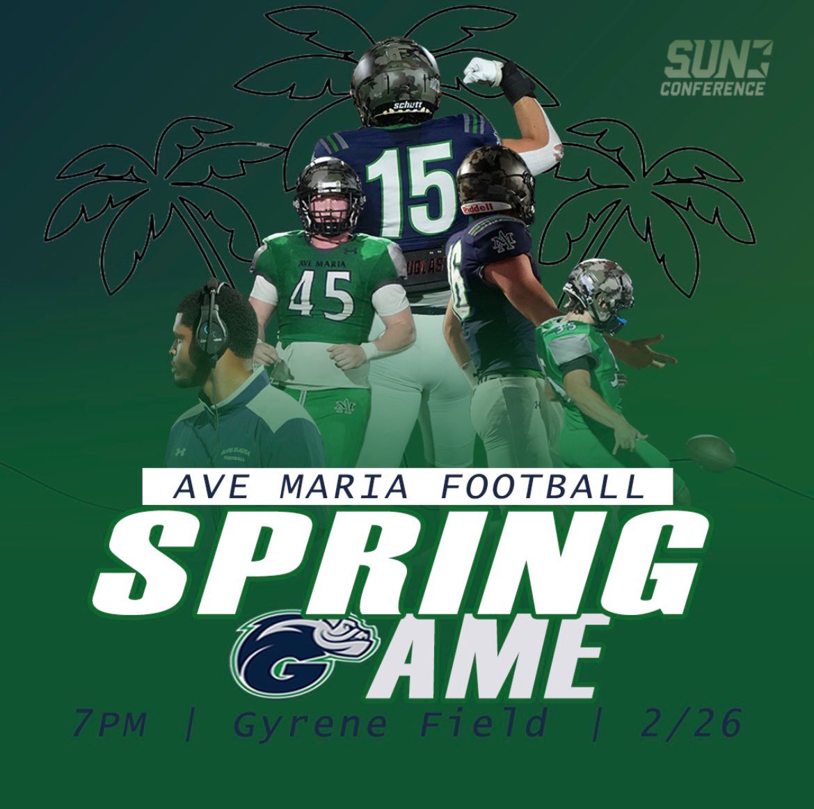 GyreneFootball's tweet photo. Ready to compete! 

Ave Maria Spring Football Game 
February 26, 2026 
7:00pm ET 
Gyrene Field 
#ETL https://t.co/jhyMaKJOAq
