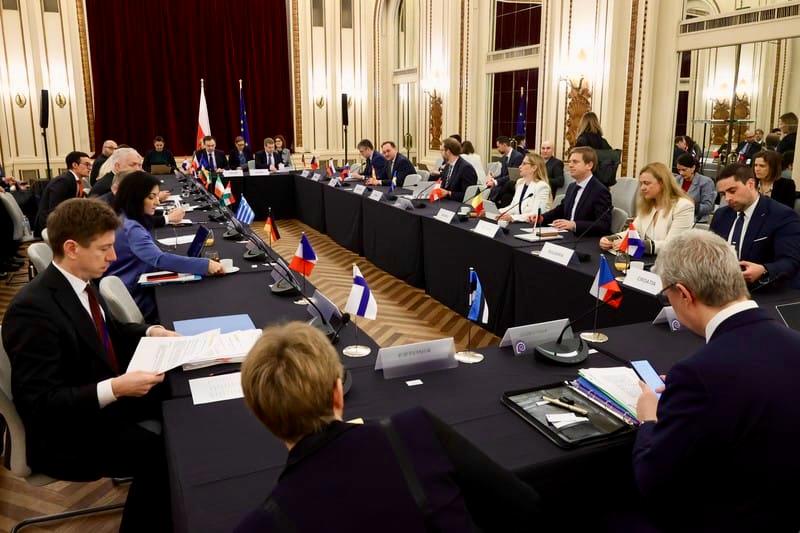 CroatiaInEU's tweet photo. At the margins of #COMPET, as a follow-up to the Berlin Declaration, 🇭🇷 DPR @paulaletunic participated yesterday in the #FriendsofIndustry meeting, with 🇭🇷 also represented this morning by State Secretary @goran_romek at the meeting for Energy-Intensive Industries. 🇪🇺 https://t.co/D7UpG0iJnp