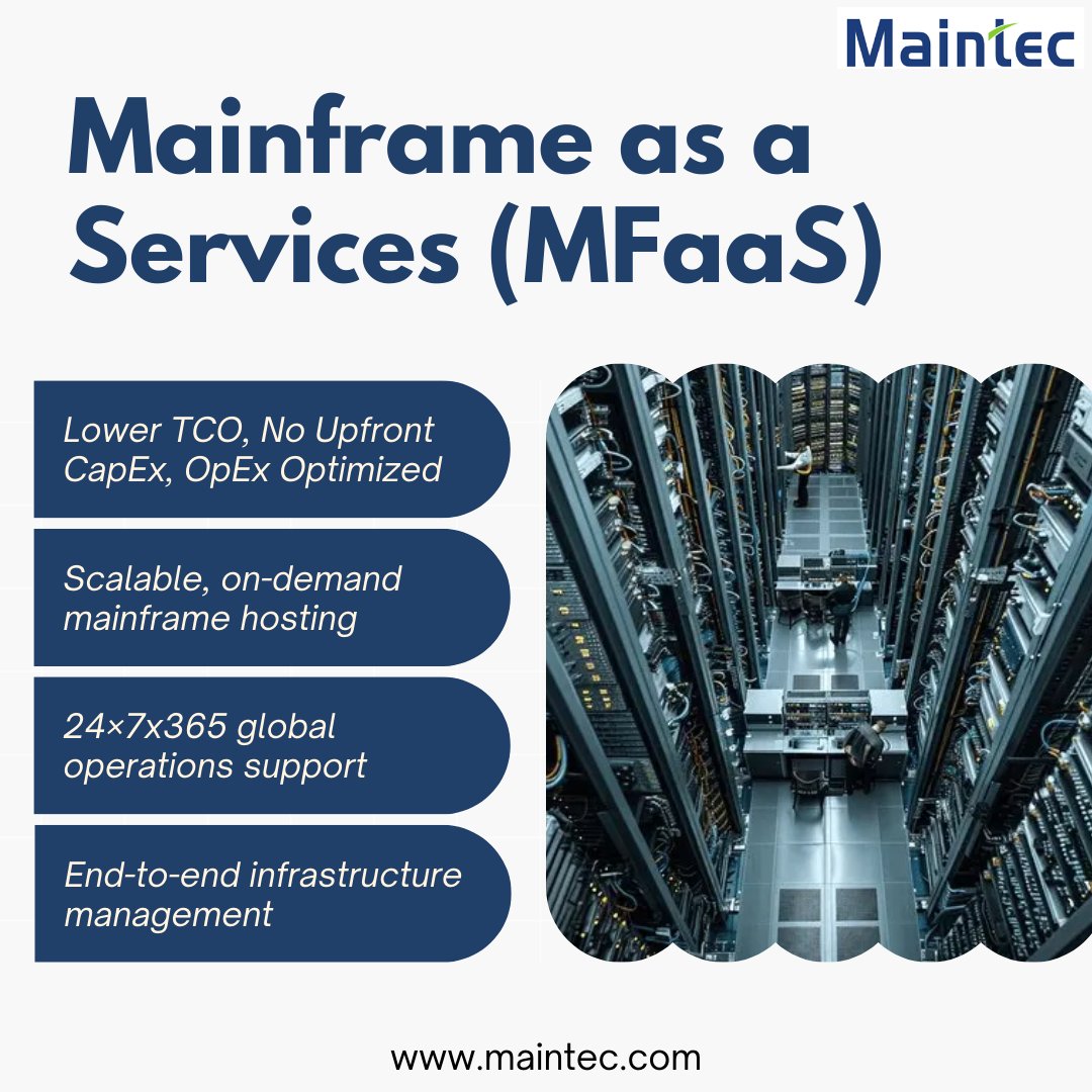 Maintec_Tech's tweet photo. With Mainframe as a Service (MFaaS), unlock cloud-like agility, cost flexibility and uninterrupted performance, while retaining the strength, security, and reliability your business depends on.
https://t.co/6zlpDyQXSE
#MFaaS #Mainframe #Mainframeservices #ibmmainframe #maintec https://t.co/0U4ROdqWx9