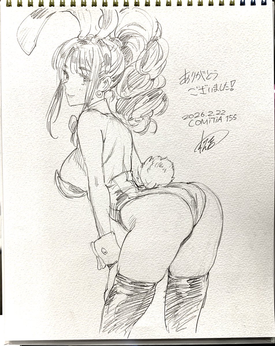 コミティアで描いたスケブ
同じくグッズとポスターのバニーガールでのリクエスト。
もうちょっと下半身を大きくしたかった… 