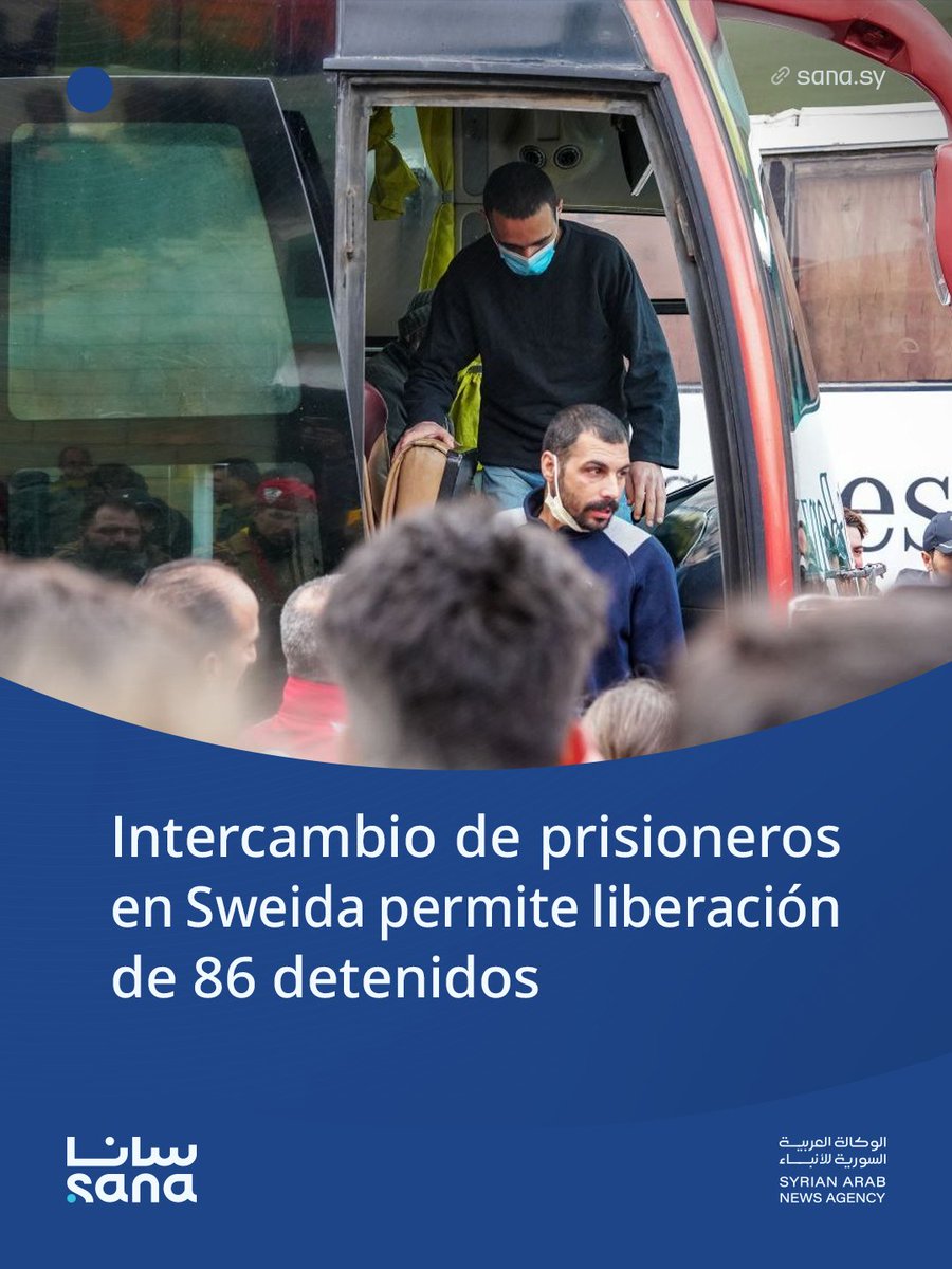 Agencia_Sana's tweet image. Intercambio de prisioneros en Sweida permite liberación de 86 detenidos

#Sweida
#CICR