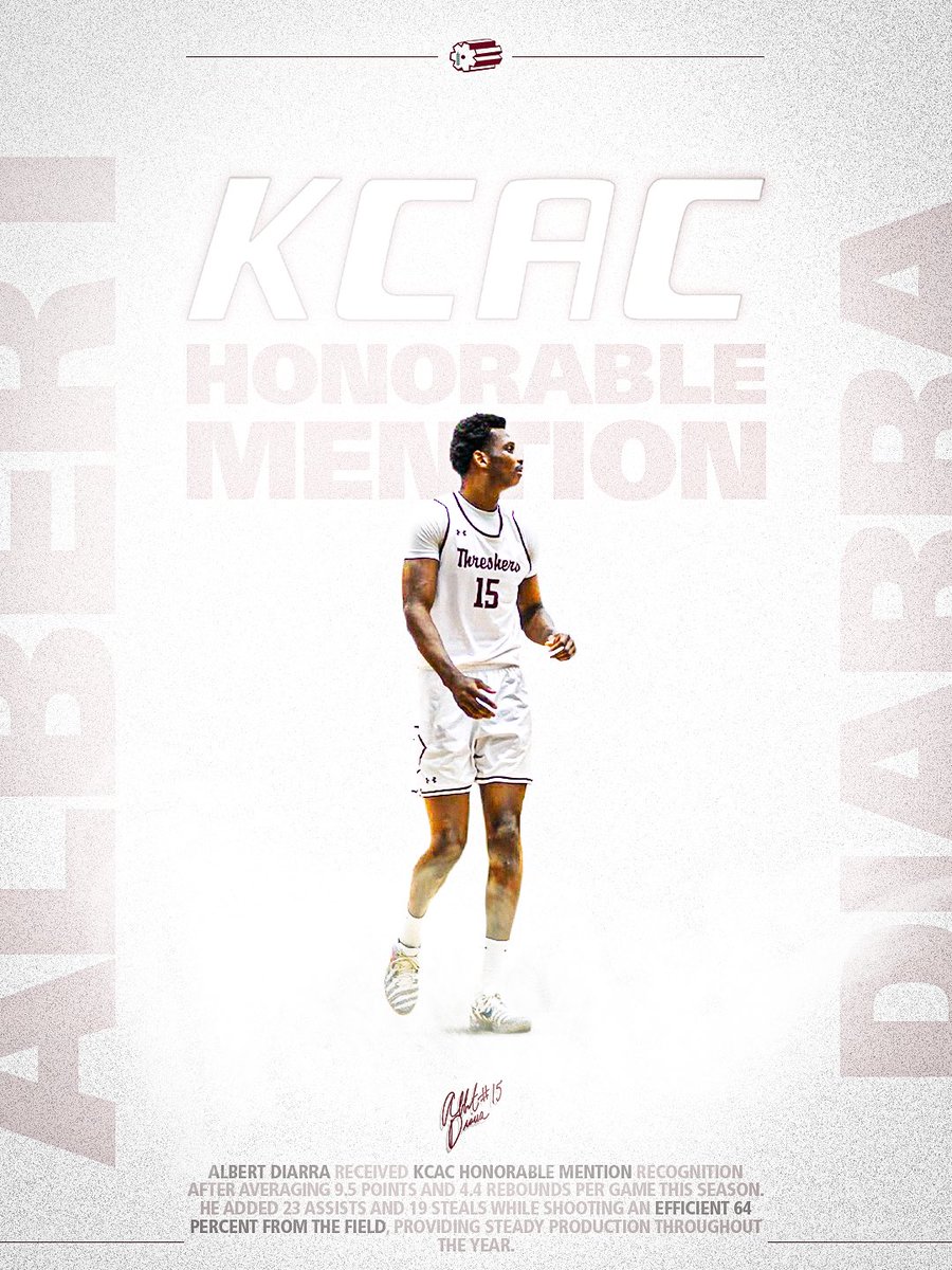 threshersmbb's tweet photo. Honorable mention All-KCAC, @albertdiarra_15 🫡

#ThreshersMBB x #WithItOrOnIt https://t.co/vXGChcPdT7