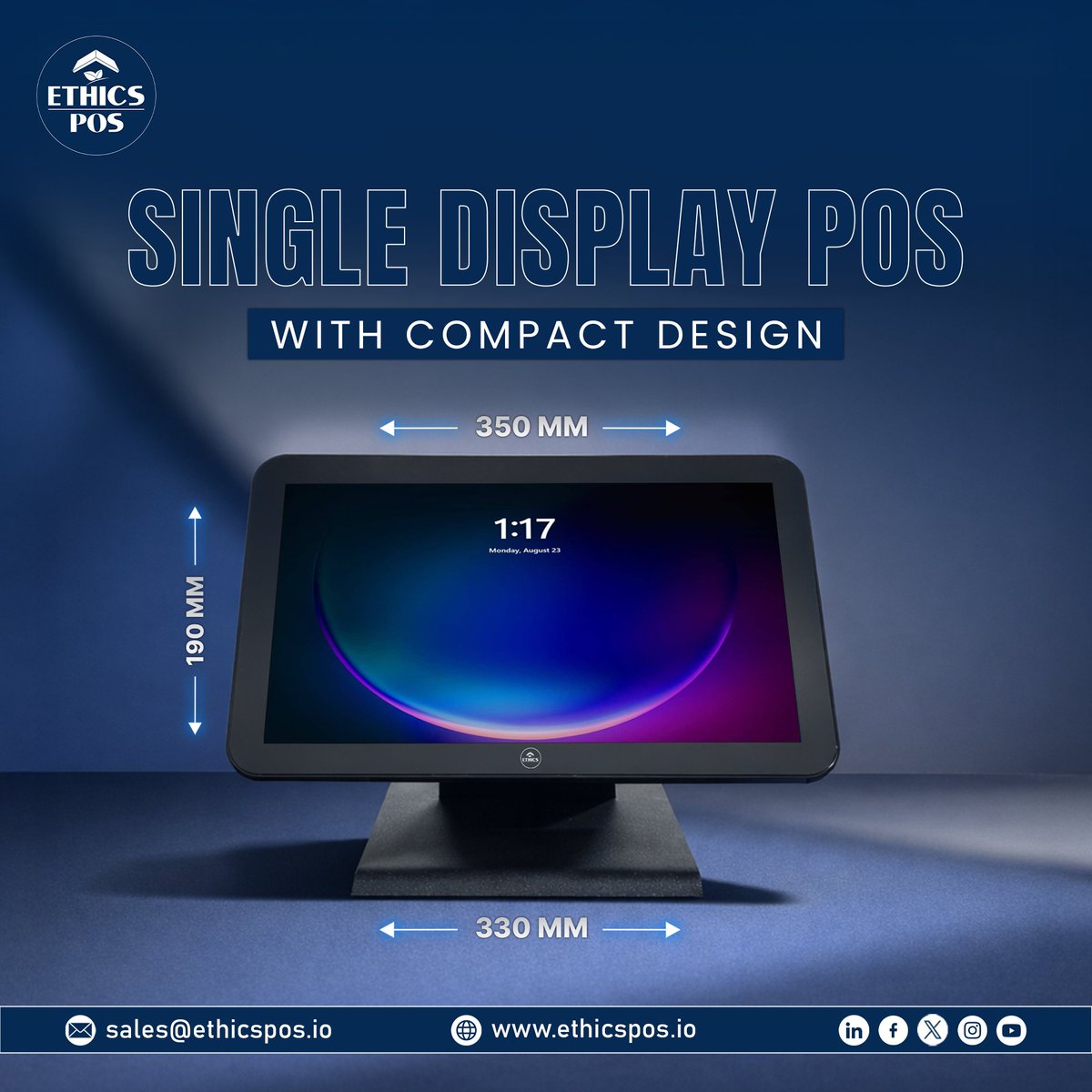 EthicsPos's tweet photo. Small counter? No problem. Ethics POS folds smart &amp; fits anywhere. Space-saving made stylish.

#SpaceSavingStyle #CompactPOS #SmartDesign #EffortlessEfficiency #StylishSolutions #EthicsPOS #SingleDisplayPOS https://t.co/1XcZSnHC9P