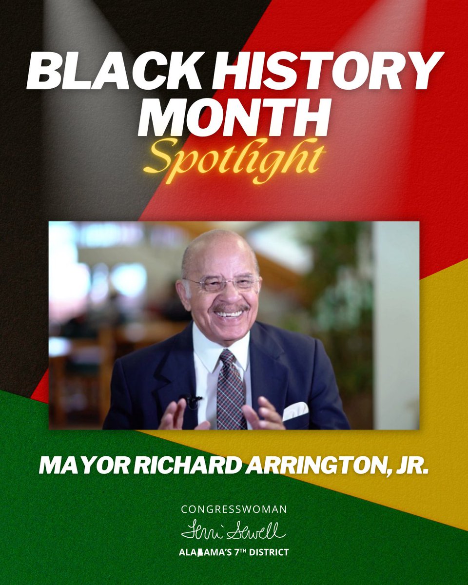RepTerriSewell's tweet photo. Today we honor the first Black mayor of Birmingham, Alabama—Richard Arrington Jr. He served the city for two decades and dedicated himself to making Birmingham “a city where all of her people could be proud.” #BlackHistoryMonth https://t.co/glsbtq5jhK
