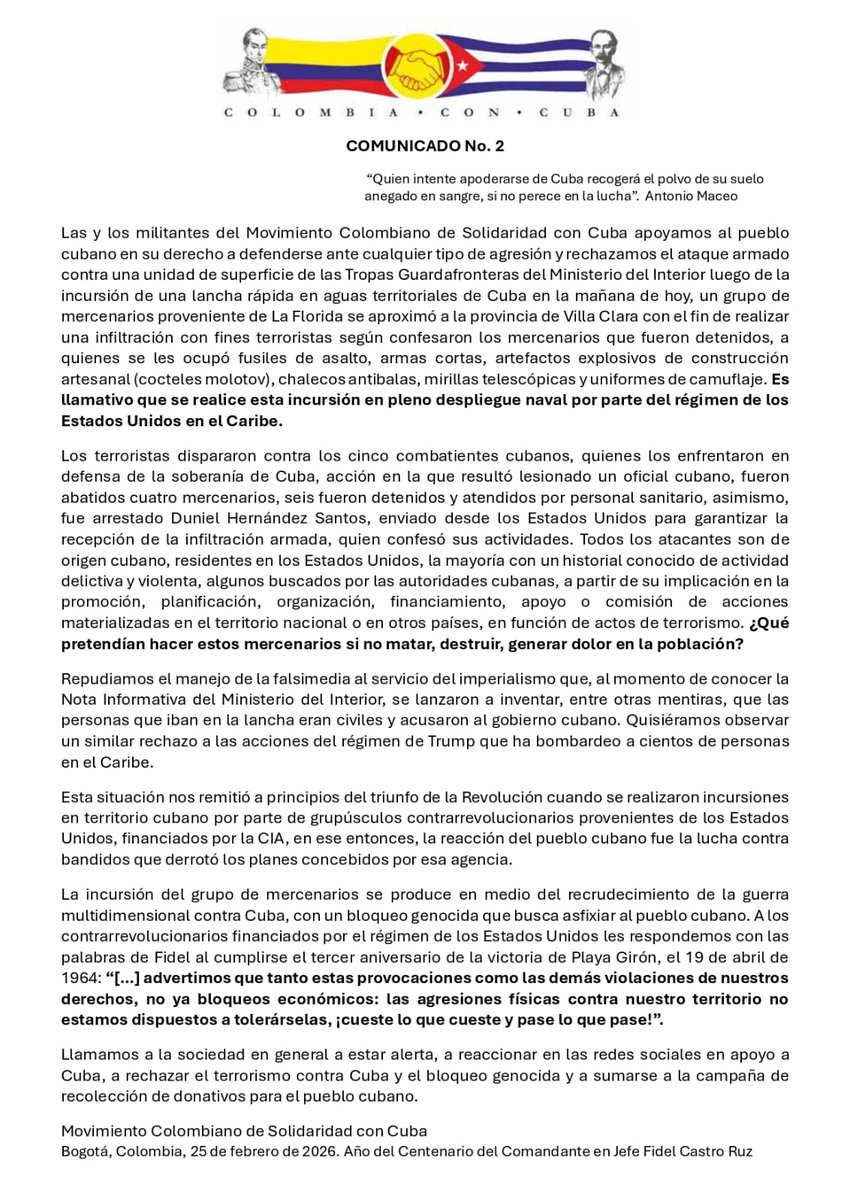 Embajada de Cuba en Colombia tweet media