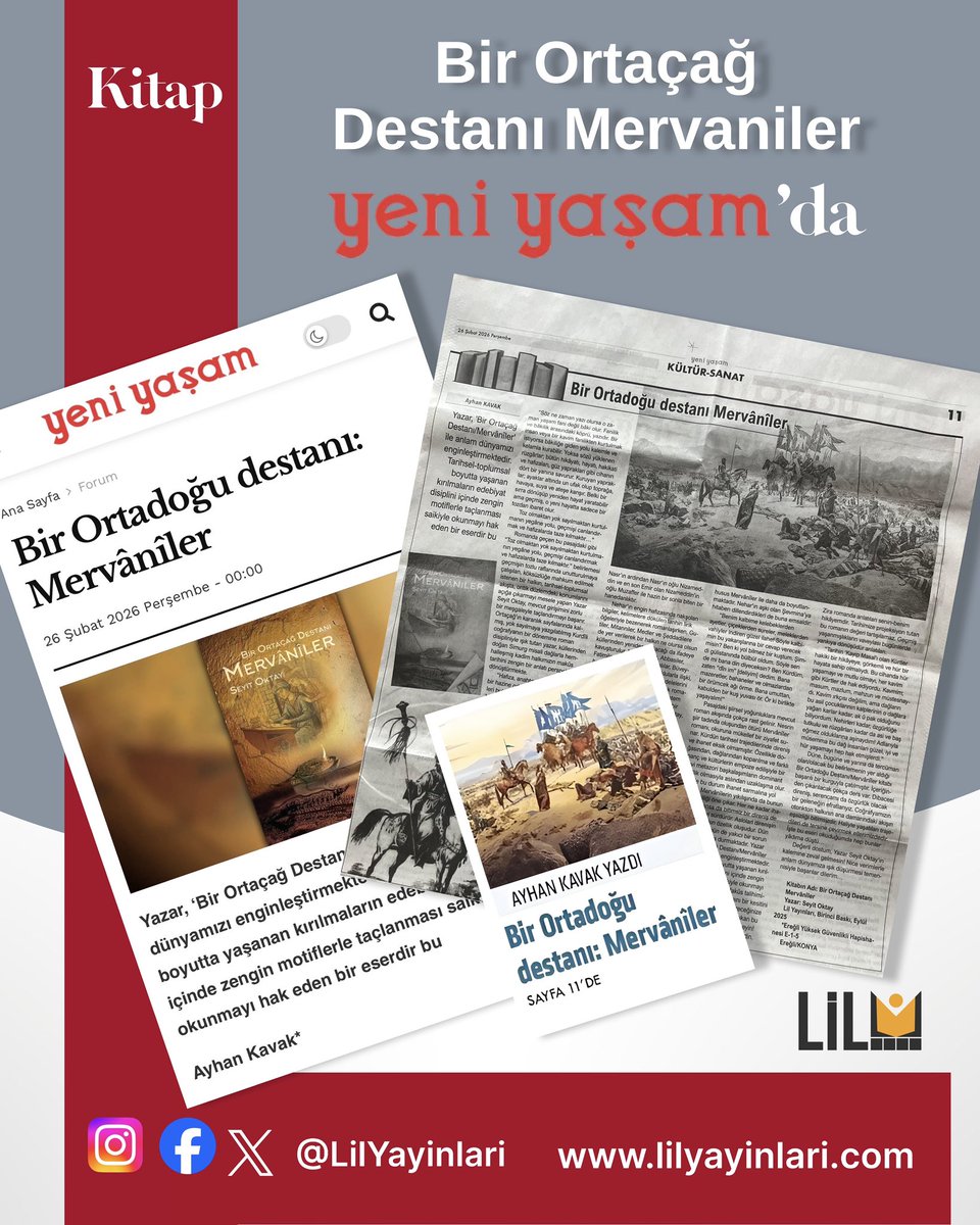 LilYayinlari's tweet photo. Ayhan Kavak’ın kaleminden, Seyit Oktay’ın yeni kitabı “Bir Ortaçağ Destanı: Mervaniler” üzerine güçlü bir değerlendirme yazısı.

@Seyitokty
@yeniyasamgazete 

https://t.co/maaNHXhs21 https://t.co/MF0PJjuF79
