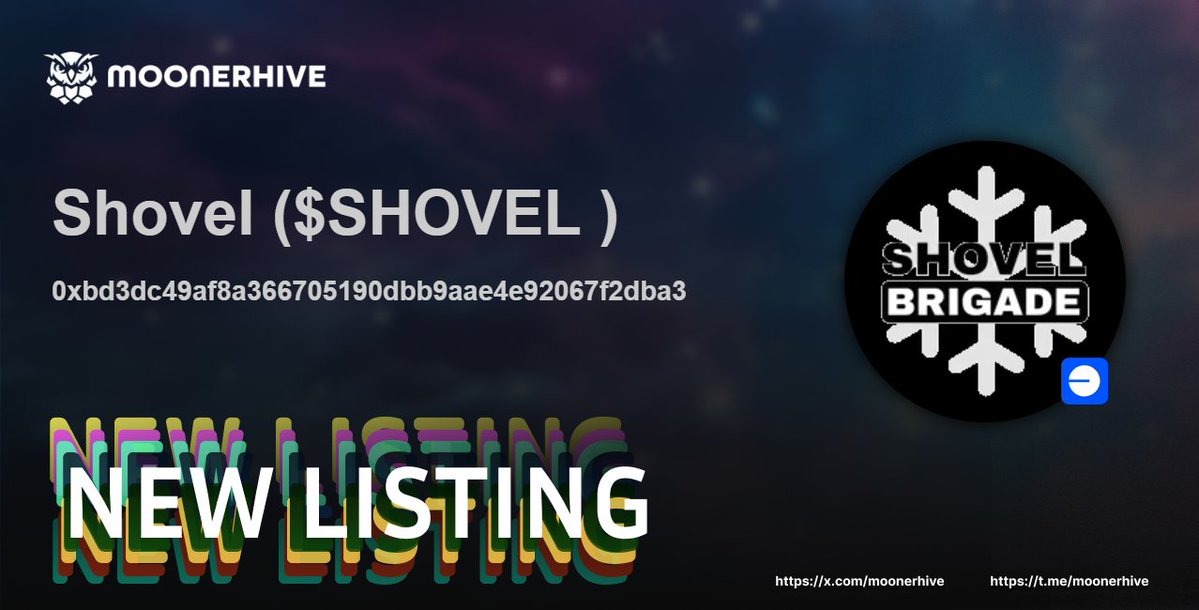 🚀 New Token Alert on MoonerHive! 🚀

Shovel ( $SHOVEL  )

0xbd3dc49af8a366705190dbb9aae4e92067f2dba3

Explore now and join the community! 🌕
🌟 #Crypto #memecoins #Memes #NewToken #MoonerHive 

Explore more: moonerhive.com/token/0xbd3dc4…
