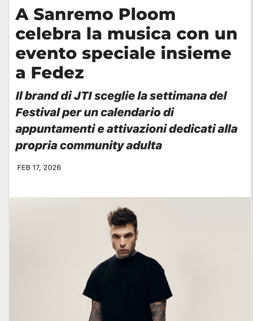 Il secondo tema di pubblicità scivolosa riguarda Fedez che legandosi alla visibilità del Festival di Sanremo sponsorizza brand di dispositivi per fumare parlando esplicitamente di kit per nicotina nella sua storia promozionale. 
Può farlo, dal momento che la pubblicità del
