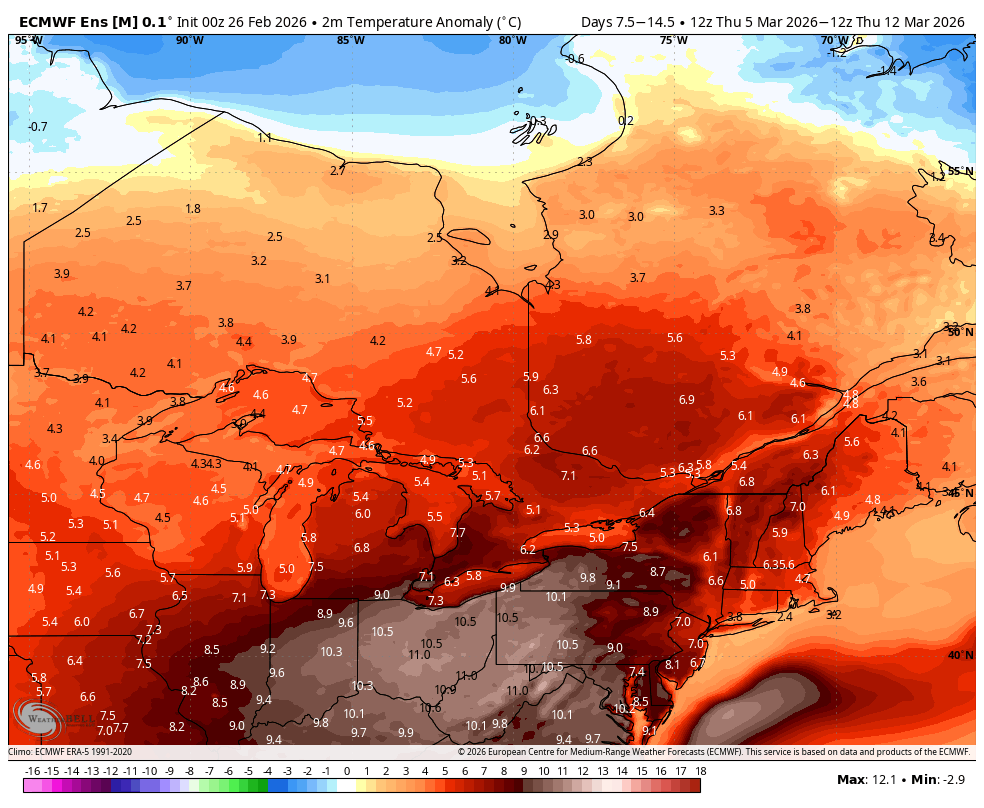 WxOntario1's tweet photo. "Spring of Deception" is on the way to Southern #Ontario!

We are currently in the season of "Second Winter" but that looks to change as we head into next weekend!

A major pattern change is on the table that *may* finally bring us an extended period of spring warmth!

A strong ridge is expected to develop, bringing a surge of warm air

We could be looking at several days with temps in the double digits 

With the warmth will come significant rainfall

Flooding/ ice jams are possible, especially areas that still have a significant snow pack

Nothing is certain just yet as we are still a week out, but things are finally looking up!

The end to this grueling winter is near!

*Will update in the coming days*

#OnWx #ONStorm
