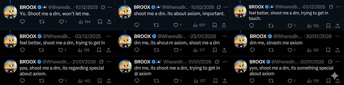 Broox was working full time, just not for Axiom