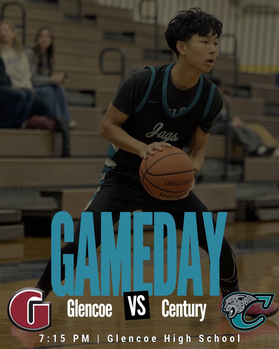 CenturyJagsBB's tweet photo. Gameday! 

🏀 vs. Glencoe Crimson Tide
⌚️7:15 PM (Varsity), 5:45 PM (JV), 4:15 PM (Freshman)
📍Glencoe High School https://t.co/R0aO0HCeXq