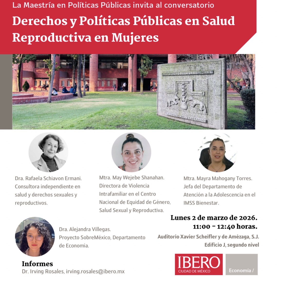 ibero_economia's tweet photo. 🚨Aviso conversatorio🚨

Los estudiantes de la Maestría en Políticas Públicas y el departamento de #Economía los invitan al conversatorio

"Derechos y políticas públicas en salud reproductiva"

📆Lunes 2 marzo
🕥11:00–12:40
📍Auditorio Xavier Scheifler

#IBERO #OrgulloIBERO #MPP https://t.co/NuIZCDZz4s