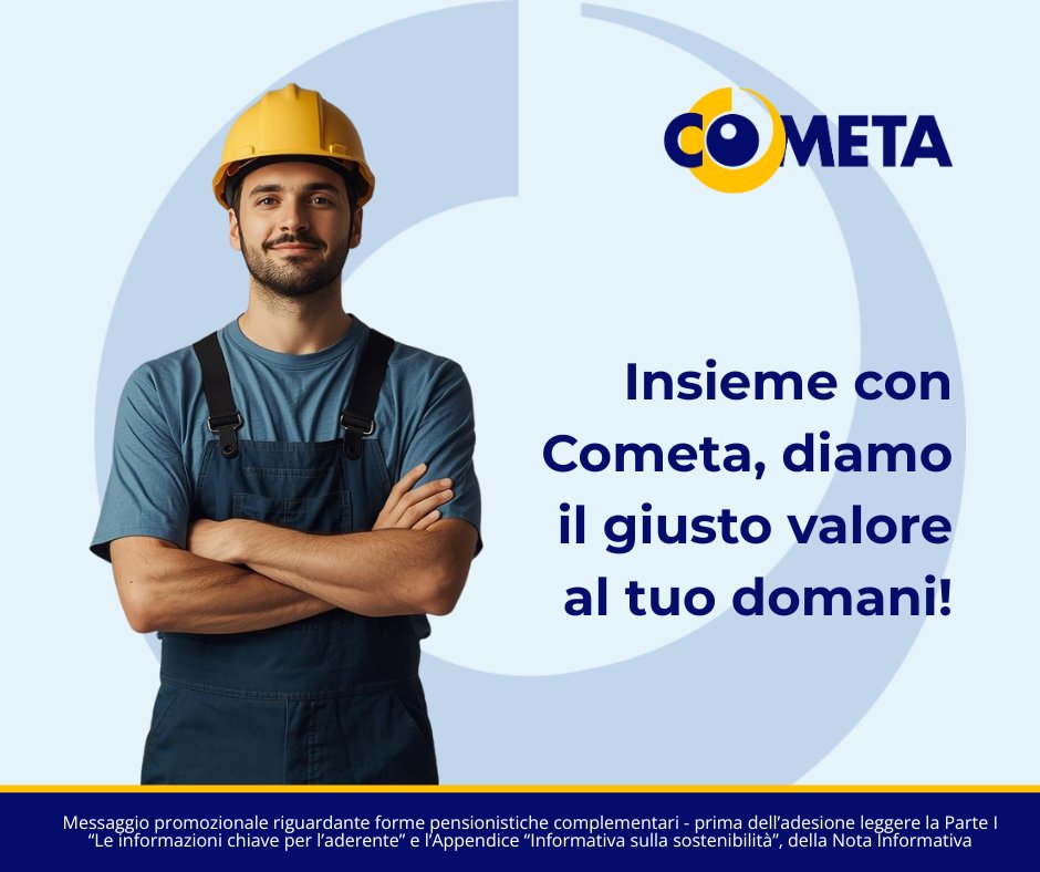 🧩 Il tuo futuro non si costruisce da solo. Ogni contributo, ogni mese, è un passo verso la serenità di domani.
🌱 Con #FondoCometa cresci insieme a chi crede nel valore del lavoro e della sicurezza. 
🔗 Info: cometafondo.it
#PensioneComplementare #Risparmio #Futuro #TFR