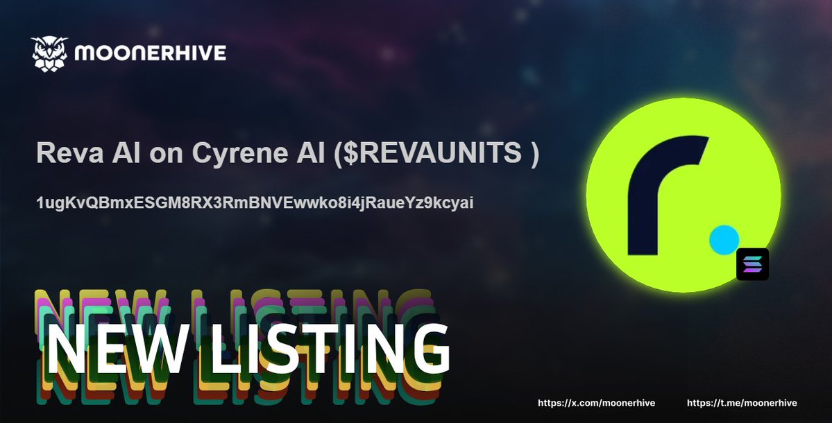 🚀 New Token Alert on MoonerHive! 🚀

Reva AI on Cyrene AI ( $REVAUNITS  )

1ugKvQBmxESGM8RX3RmBNVEwwko8i4jRaueYz9kcyai

Explore now and join the community! 🌕
🌟 #Crypto #memecoins #Memes #NewToken #MoonerHive 

Explore more: moonerhive.com/token/1ugKvQBm…