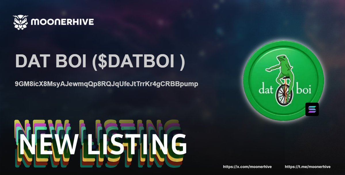🚀 New Token Alert on MoonerHive! 🚀

DAT BOI ( $DATBOI  )

9GM8icX8MsyAJewmqQp8RQJqUfeJtTrrKr4gCRBBpump

Explore now and join the community! 🌕
🌟 #Crypto #memecoins #Memes #NewToken #MoonerHive 

Explore more: moonerhive.com/token/9GM8icX8…