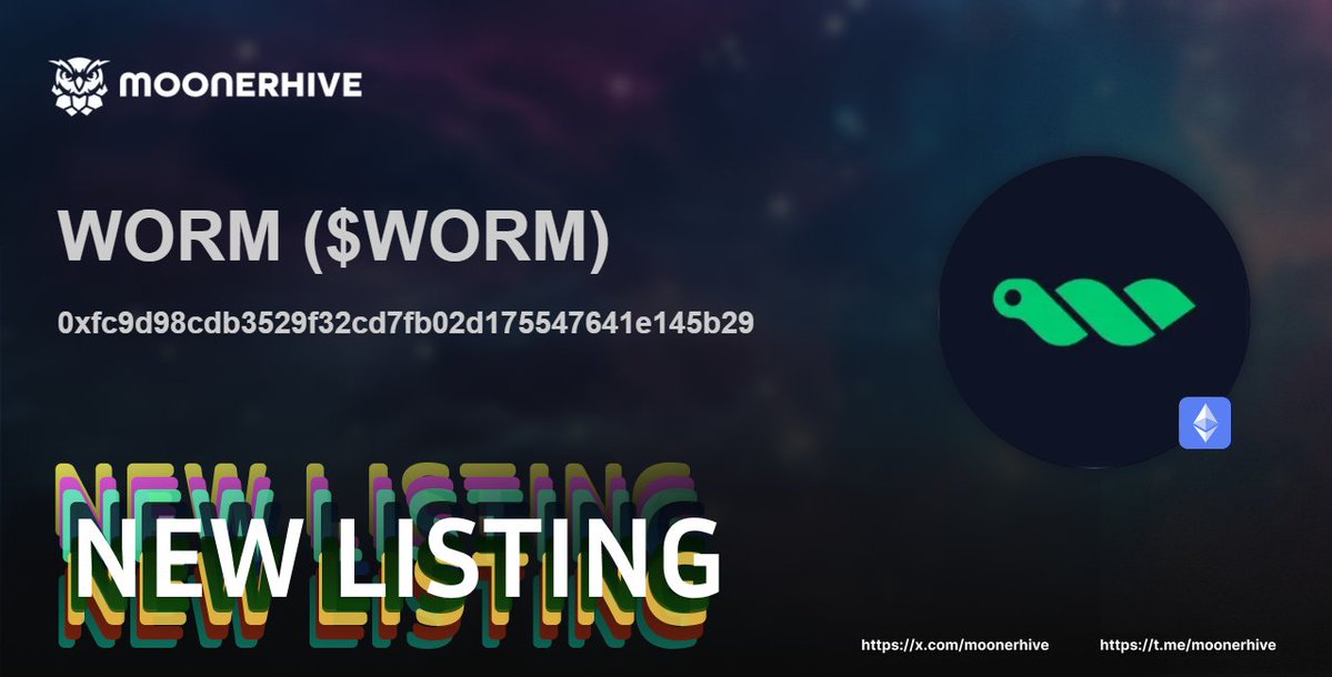 🚀 New Token Alert on MoonerHive! 🚀

WORM ( $WORM )

0xfc9d98cdb3529f32cd7fb02d175547641e145b29

Explore now and join the community! 🌕
🌟 #Crypto #memecoins #Memes #NewToken #MoonerHive 

Explore more: moonerhive.com/token/0xfc9d98…