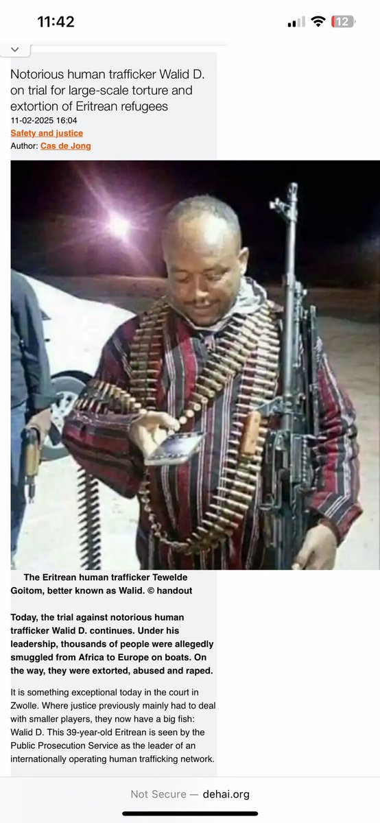 Mercy4ALL82's tweet photo. @ElizabethTecle @EmbassyEritrea or was it terrorist activities? As we  anticipate the pending Federal trial in Seattle, WA! The world is finally catching on to your criminal enterprise as Dutch authorities just sentenced #Walid, part of #Eritrean Human Trafficking Network, for 20 yrs for smuggling HOA migrants! https://t.co/rZYcGZSiQW