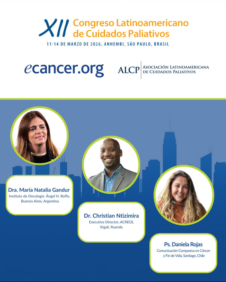 ecancer_espanol's tweet photo. Latinoamérica se reúne en São Paulo 🇧🇷

XII Congreso Latinoamericano de Cuidados Paliativos
📅 11–14 marzo 2026

@_ALCP + @ancpaliativos  impulsando educación, colaboración y atención centrada en la persona.

#CuidadosPaliativos #ALCP #ANCP #LaEducacionSalvaVidas #ecancer https://t.co/CfuBGyMVtT