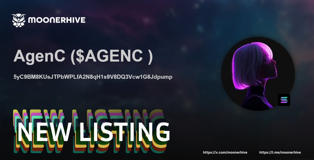 🚀 New Token Alert on MoonerHive! 🚀

AgenC ( $AGENC  )

5yC9BM8KUsJTPbWPLfA2N8qH1s9V8DQ3Vcw1G6Jdpump

Explore now and join the community! 🌕
🌟 #Crypto #memecoins #Memes #NewToken #MoonerHive 

Explore more: moonerhive.com/token/5yC9BM8K…