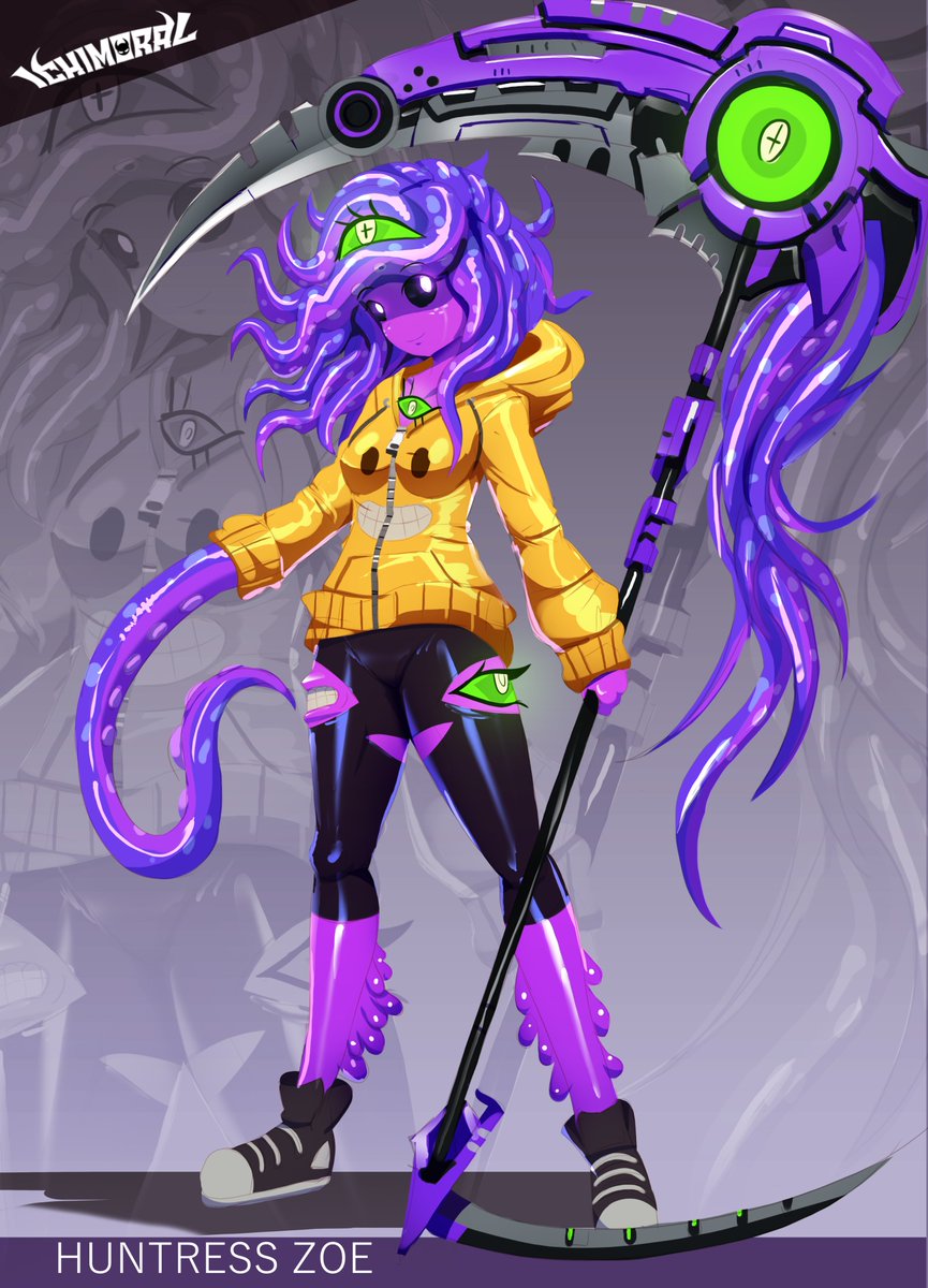 Ichimoral's tweet photo. New monster prom art commission! havocalhopsack wanted me to draw Zoe from monster prom  holding a huntress weapon i had the chance to design 💜 
#artistontwittter #furry #furryartist #MonsterCon #artcommissions #monsterprom #zoemonsterprom #monsterprom4 https://t.co/4mP9JoLOUq