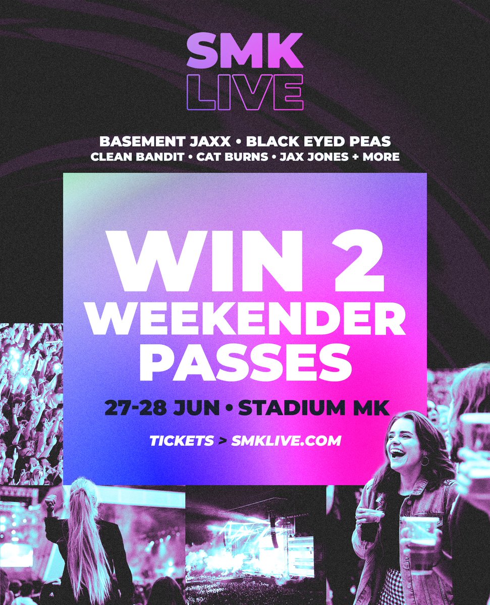 DestinationMK's tweet photo. 🎤 COMPETITION 🎤
To celebrate #SMKLive becoming a TWO DAY music festival, we’re giving one lucky winner the chance to win 2 x Weekender Pitch Standing passes for the ultimate summer weekend @Stadium_MK
! 🙌🎶
To enter; RT before 8pm on 1.3.26. Running on other social channels. https://t.co/xcddzWP1Nj
