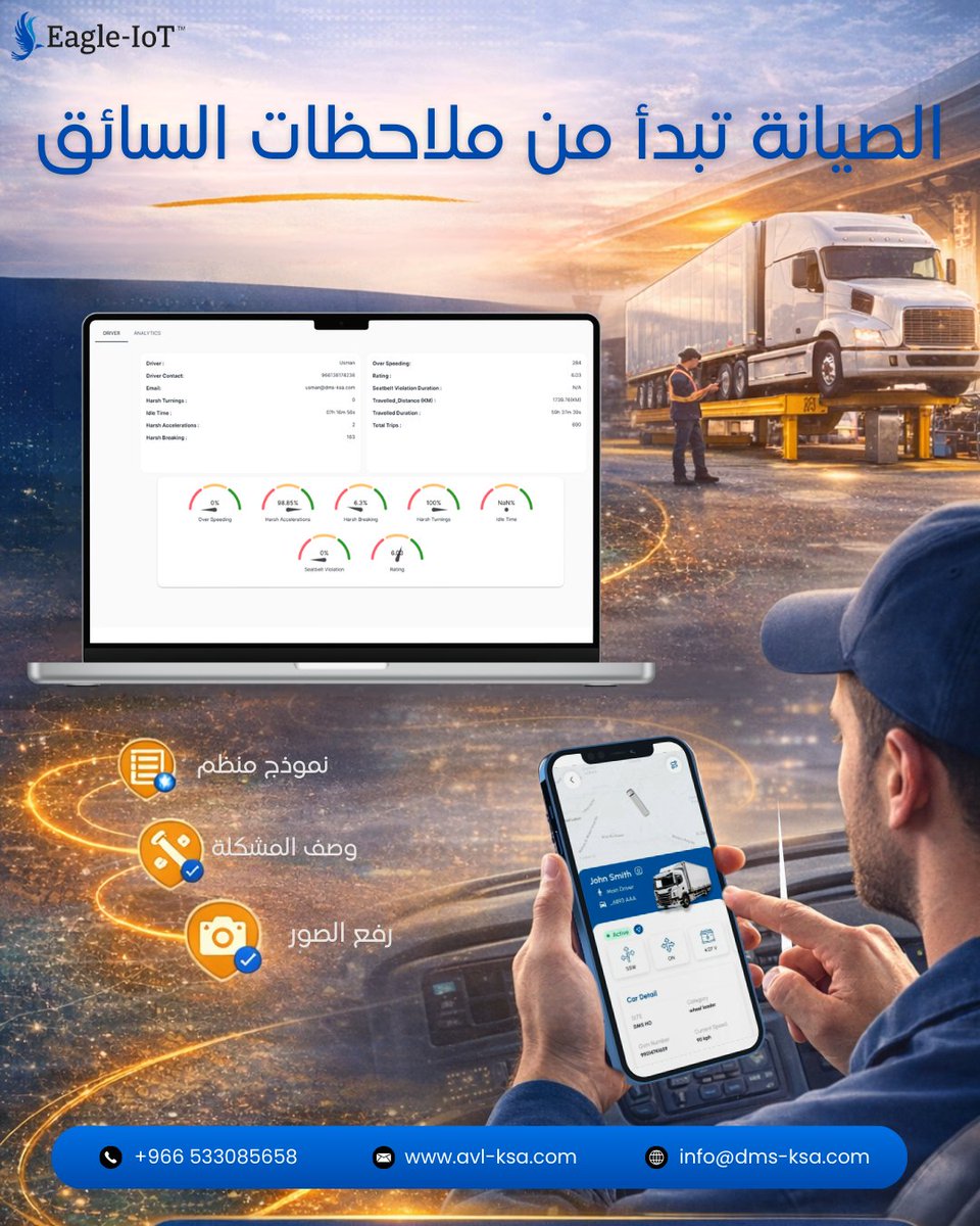 Eagle_IoT's tweet photo. الأعطال لن تنتظر الاستجابة لطلبات الصيانة الورقية. مع نظام ايغل-آى او تي سيتمكن السائقون من تقديم طلبات الصيانة مباشرة عبر تطبيق السائق بمجرد وقوع المشكلة، سواء كانت أعطالاً ميكانيكية أو انفجار إطارات أو أي مشكلات أخرى.  

https://t.co/8W2E2LNQnn

#DriverApp #EagleIoT #Fleet https://t.co/ALyN7XPzQI