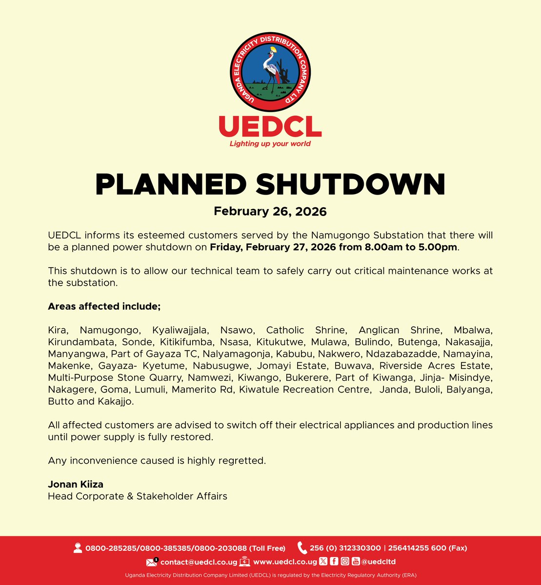 Uganda Electricity Distribution Company Ltd tweet media