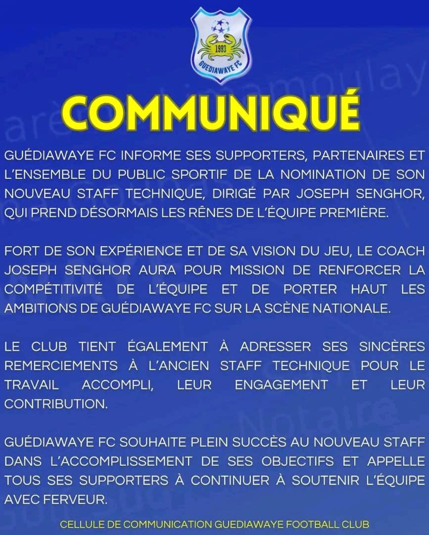 Pressafrik's tweet image. ⚽ Nouvelle ère à Guédiawaye FC 🇸🇳

Joseph Senghor prend officiellement les rênes de l’équipe première de Guédiawaye FC.

Après son passage à Pikine FC, le jeune il rejoint un club rival et hérite d’un défi majeur : éviter la relégation.

#FENDI #SOTU #Epstein #sw #SB19 #sw #SUGA