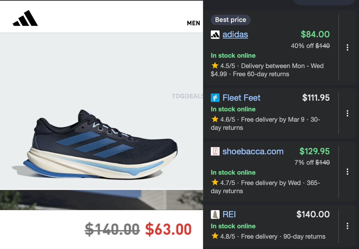 thedealsguy_'s tweet photo. $140 SUPERNOVA RISE 2 RUNNING SHOES FOR $63 👟

use code DEAL to save an extra 25% off at checkout!

FREE shipping for AdiClub Members

https://t.co/9bHJqoomuR

#Ad https://t.co/weB2jzKnH7