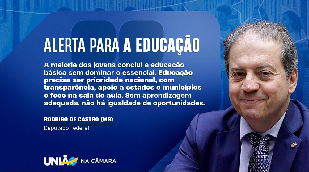 📚 O deputado <a href="/MGRodrigoCastro/">Rodrigo de Castro</a> (MG) fez um alerta sobre a aprendizagem no Brasil. Para ele, não basta garantir acesso à escola, é preciso assegurar qualidade, acompanhamento efetivo e políticas que cheguem à sala de aula.