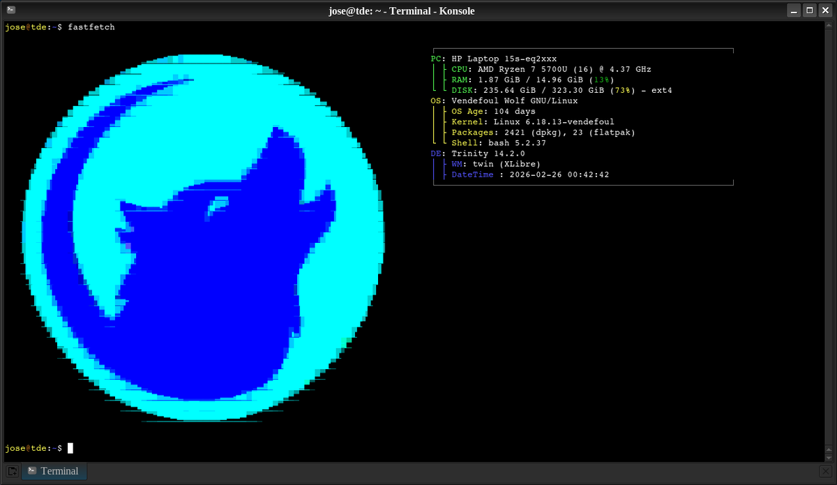 vendefoulwolf's tweet photo. #Vendefoul's #neofetch and #fastfetch updates. If you don't see it yet, it's very easy:
sudo apt install neofetch-vendefoul
sudo apt install fastfetch-vendefoul
https://t.co/9dbFknaV7c https://t.co/2TXFPywehA
