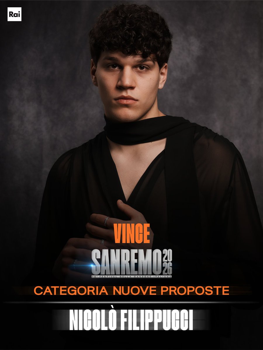 Nicolò Filippucci è il vincitore della categoria Nuove Proposte di #Sanremo2026     

Congratulazioni! 💐
