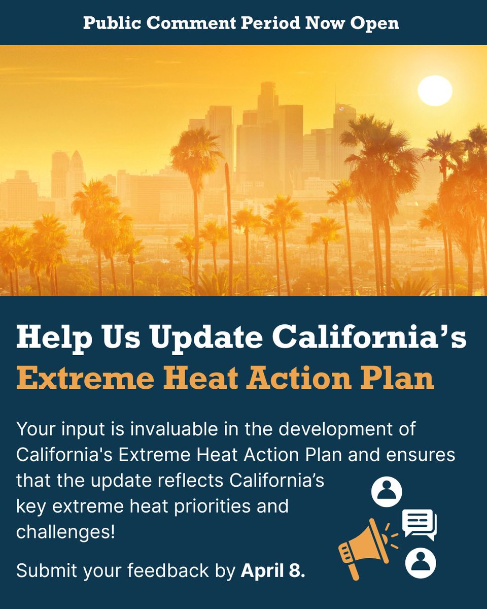 Feeling the heat this week? Now is a great time to check out our draft Extreme Heat Action Plan update. Public comments are due by April 8.

More info: 
